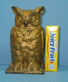 1930 CAST IRON OWL TOY BANK MADE BY VINDEX GUARANTEED OLD & AUTHENTIC 