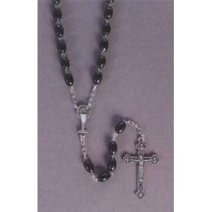   Rosary with 5mm Black Oval Shaped Beads   MADE IN ITALY Jewelry