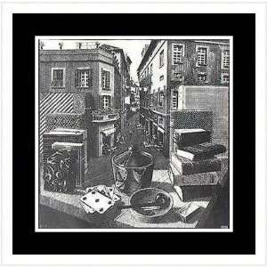Still Life And Street by M.C. (Maurits Cornelius) Escher   Framed 