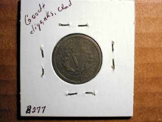 Liberty Head Nickel 1889.GradeGood+.*Problemdigs;nicks;cleaned.