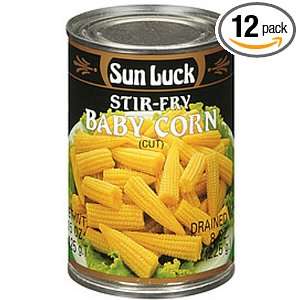 Sun Luck Baby Corn Stir Fry, 15 Ounce Cans (Pack of 12)  