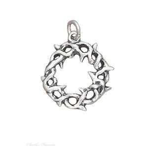  Sterling Silver 3D Jesus Crown Of Thorns Charm: Jewelry