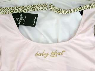 BABY PHAT GIRLZ Light Pink with Leopard Trim One Piece Halter Swimsuit 