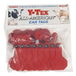  Y Tex Ear Tags   Small Blank Cattle ID Tags   25 ct Red 
