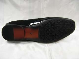 Item: Fiesso Suede Black Slip on Shoes with ornament ,Patent leather 
