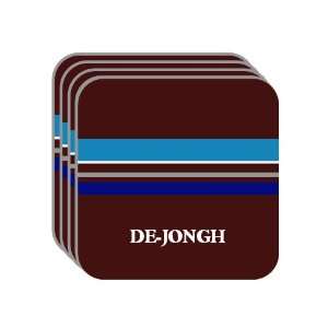 Personal Name Gift   DE JONGH Set of 4 Mini Mousepad Coasters (blue 
