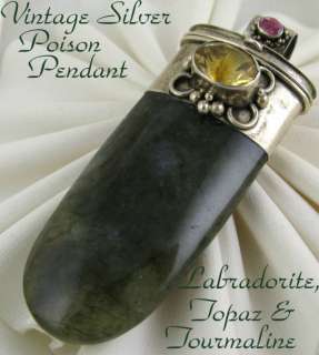 RARE Victorian Labradorite Poison Pendant w/Gemstones  