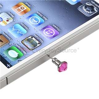 Pink 3.5mm Diamond Headset Dust ear Cap Plug for Apple Iphone 4 4G 3G 
