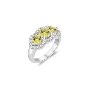   17 Cts Lemon Citrine Three Stone Ring in 14K White Gold 4.0 Jewelry