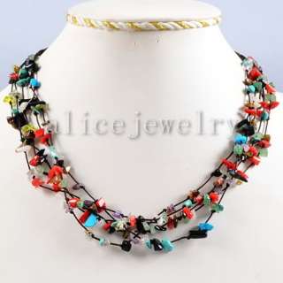 Multi kind Stone Chip Necklace 40 GN287  