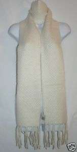   Klein NWT 100% Cashmere Knitted Neck Scarf $250 Ivory or Olive  