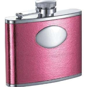 Temptation Hot Pink Synthetic Leather 4oz Flask  Kitchen 
