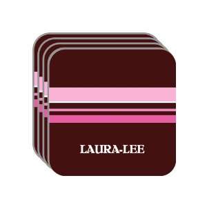   Name Gift   LAURA LEE Set of 4 Mini Mousepad Coasters (pink design