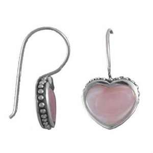  Sterling Silver Pink Shell Heart Earrings Jewelry