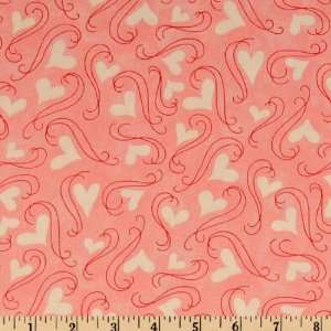  44 Wide Moda L`Amour Swirling Hearts Pink Fabric By The 