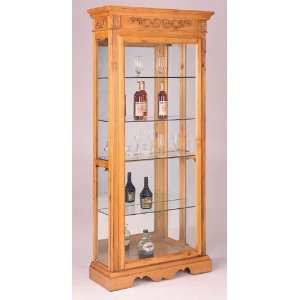  Pine Curio Cabinet with Elegant Scroll Work