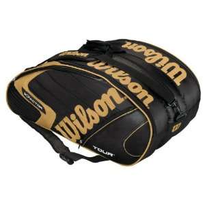 Wilson [K] Tour Super Six Tennis Bag   Black/Gold:  Sports 