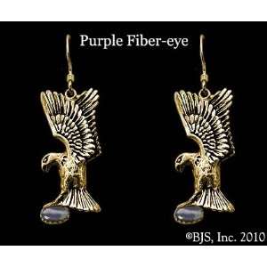   Gold, Purple set gemstone, Eagle Animal Jewelry, 14 k gold Everything