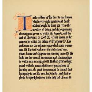  1908 Illuminated Manuscript Initial Cap I Calligraphy 