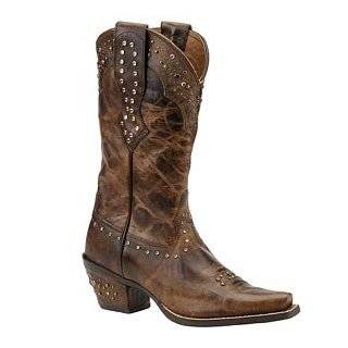   Boots Dawson in Scratched Brown Leather Fashion Cowgirl Boots: Shoes