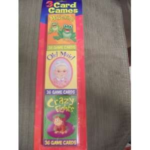   of 3 Card Games   Matching, Old Maid, and Crazy Eights Toys & Games