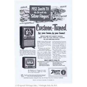  1952 Zenith Custom Tuned Television Vintage Ad Everything 