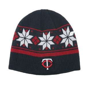  Minnesota Twins Snowflake Womens Knit   Navy/Red One Fits 