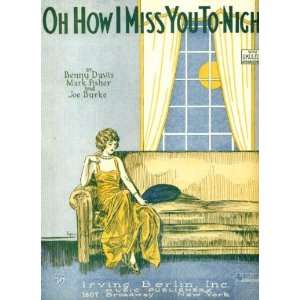   Miss You To night Vintage 1924 Sheet Music (with Ukulele arrangement