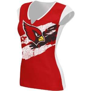 Reebok Arizona Cardinals Womens Face Paint Split Neck T Shirt:  