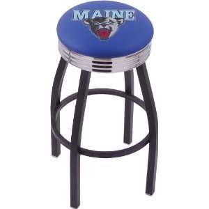 University of Maine Steel Stool with 2.5 Ribbed Ring Logo Seat and 