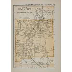  1891 Print Map New Mexico American Territory Geography 
