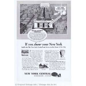  1939 New York Central Grand Central Terminal Vintage Ad 