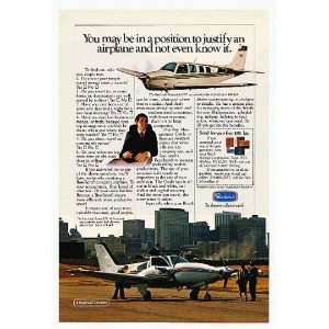  1981 Beechcraft Baron E55 Airplane Print Ad (5599)