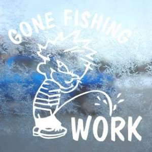  Funny Gone Fishing White Decal Car Window Laptop White 
