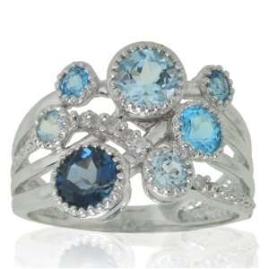   Blue Topaz and Diamond Ring (.06 cttw, I J Color, I1 Clarity), Size 7