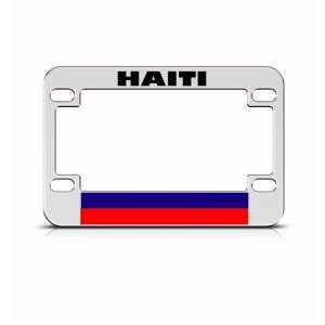 Haiti Flag Metal Motorcycle Bike license plate frame Tag Holder