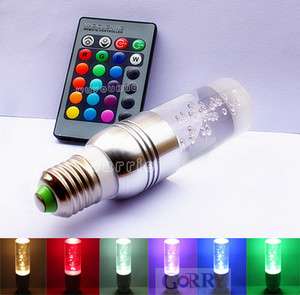 3W E27 Remote Control 16 Color Changing Flash RGB LED Crystal Light 