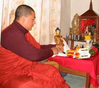 Medicine Buddha Statue being blessed by the newar Lama (Bhante 