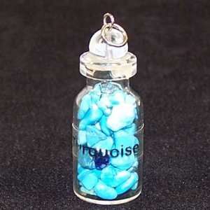 Natural Turquoise Crystals in a Bottle w/ring   1pc.