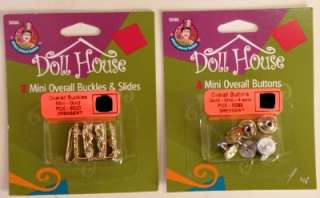 DRITZ FOR DOLLS 2 MINI OVERALL BUCKLES/SLIDES/4 BUTTONS  