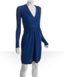 BCBGMAXAZRIA blue sapphire merino wool wrap dress   