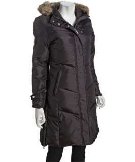 Hawke & Co. steel quilted down faux fur trim hooded jacket   