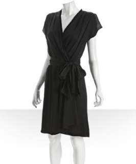 Diane Von Furstenberg black silk georgette Mateo wrap dress 