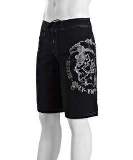 Diesel black cotton nylon Deck board shorts  