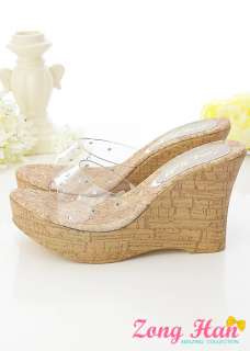 Perfect Jeweled Clear Wedge Platform Sandals  