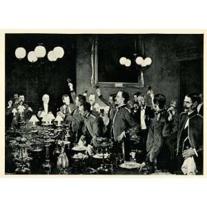  1898 Print Gentlemen Queen Men Uniform Toast Table 