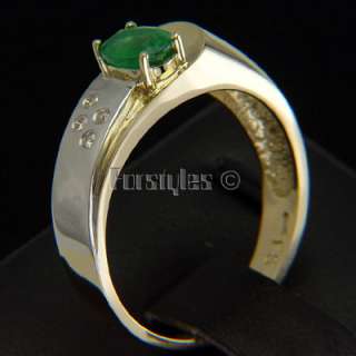 New Natural Emeralds 14k Solid Gold Mens Ring r00229  