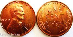 1957 P RED GEM BU Lincoln Cent   Super   See Photos  