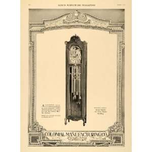 1918 Ad Colonial Manufacturer Zeeland Grandfather Clock   Original 