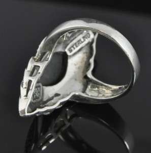 Judith Jack Sterling Silver Onyx Marcasite Deco Ring 10  